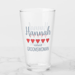 Bridal & Wedding Party 5 Heart Groomswoman Glass