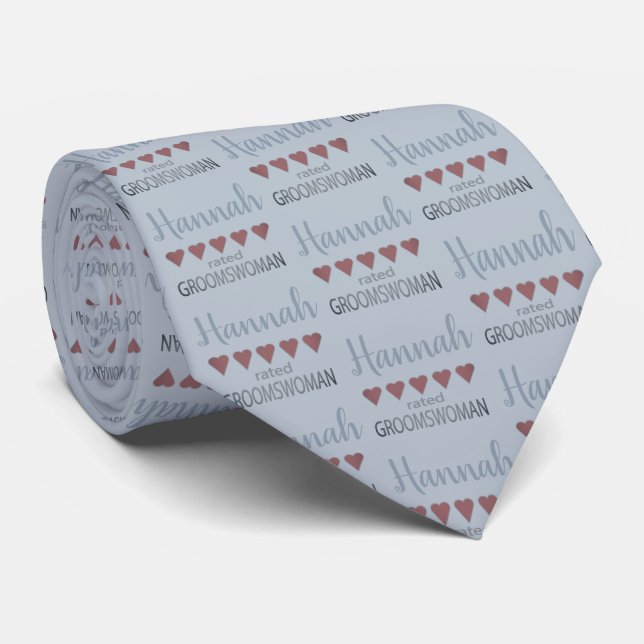 Bridal & Wedding Party 5 Heart Groomswoman Tie (Rolled)