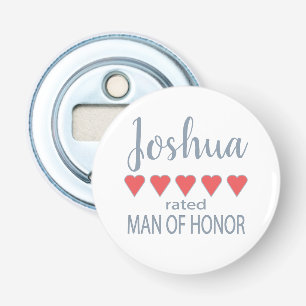 Bridal & Wedding Party 5 Heart Man of Honour Bottle Opener