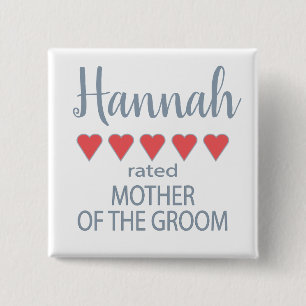 Bridal & Wedding Party 5 Heart Mother of Groom 15 Cm Square Badge