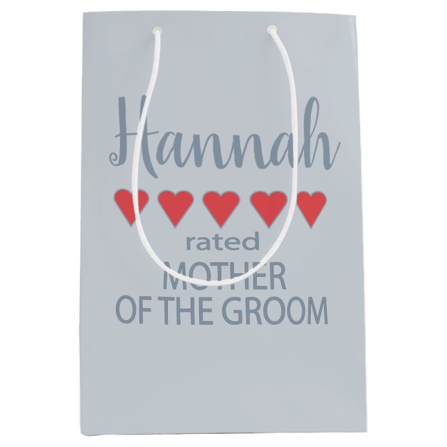 Bridal & Wedding Party 5 Heart Mother of Groom Medium Gift Bag (Front)