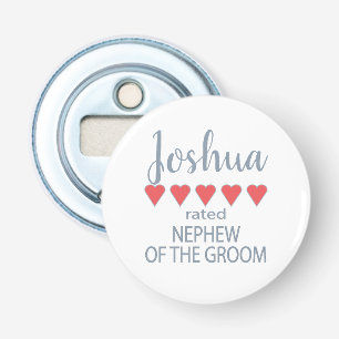 Bridal & Wedding Party 5 Heart Nephew of Groom Bottle Opener