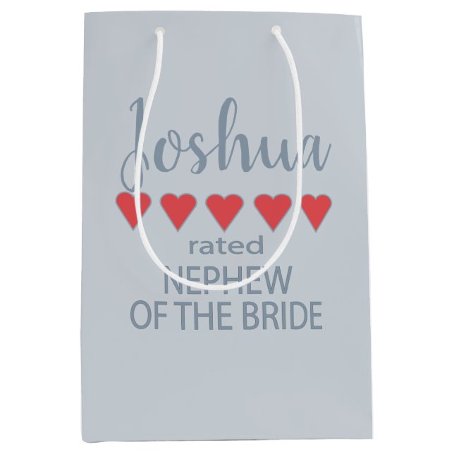 Bridal & Wedding Party 5 Heart Niece of Bride Medium Gift Bag (Front)