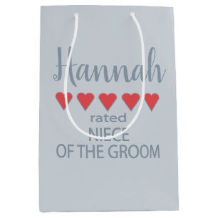 Bridal & Wedding Party 5 Heart Niece of Groom Medium Gift Bag