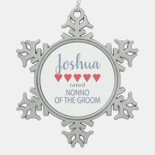 Bridal & Wedding Party 5 Heart Nonno of Groom Snowflake Pewter Christmas Ornament