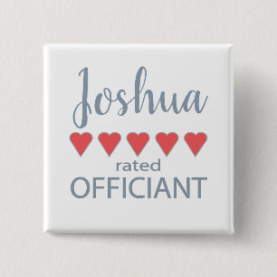 Bridal & Wedding Party 5 Heart Officiant 15 Cm Square Badge