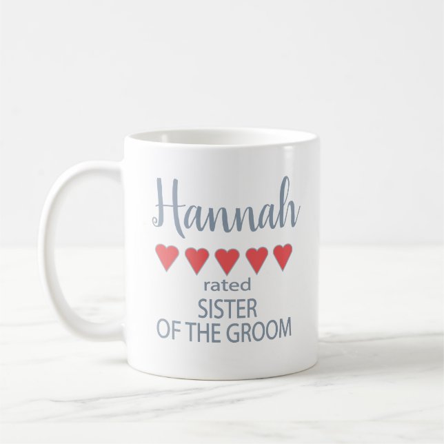 Bridal & Wedding Party 5 Heart Sister of Groom Coffee Mug (Left)