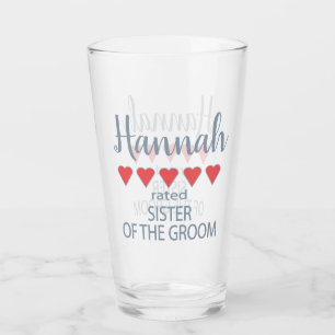 Bridal & Wedding Party 5 Heart Sister of Groom Glass