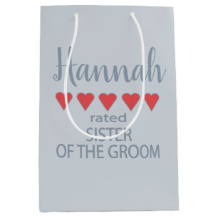 Bridal & Wedding Party 5 Heart Sister of Groom Medium Gift Bag