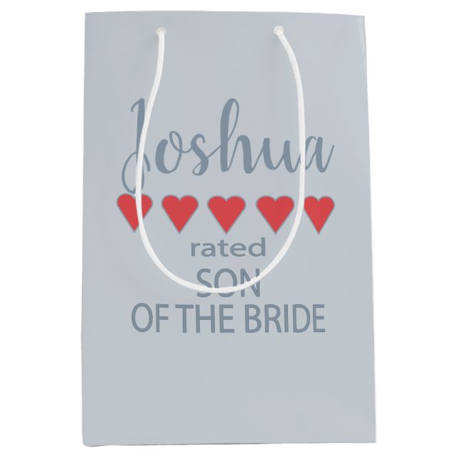 Bridal & Wedding Party 5 Heart Son of Bride Medium Gift Bag (Front)