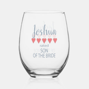 Bridal & Wedding Party 5 Heart Son of Bride Stemless Wine Glass
