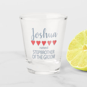 Bridal & Wedding Party 5 Heart Stepbrother o Groom Shot Glass