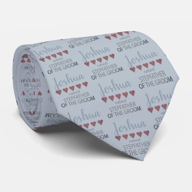 Bridal & Wedding Party 5 Heart Stepfather of Groom Tie (Rolled)