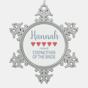 Bridal & Wedding Party 5 Heart Stepmother of Bride Snowflake Pewter Christmas Ornament
