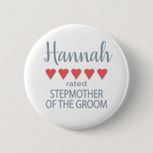 Bridal & Wedding Party 5 Heart Stepmother of Groom 6 Cm Round Badge