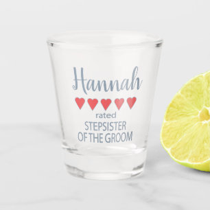 Bridal & Wedding Party 5 Heart Stepsister of Groom Shot Glass