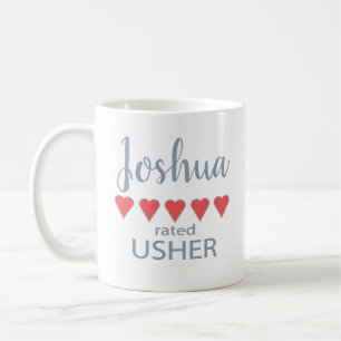 Bridal & Wedding Party 5 Heart Usher Coffee Mug