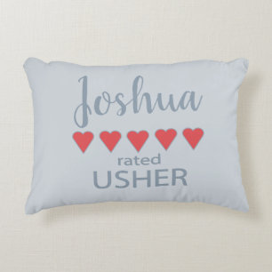 Bridal & Wedding Party 5 Heart Usher Decorative Cushion
