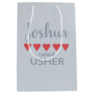 Bridal & Wedding Party 5 Heart Usher Medium Gift Bag