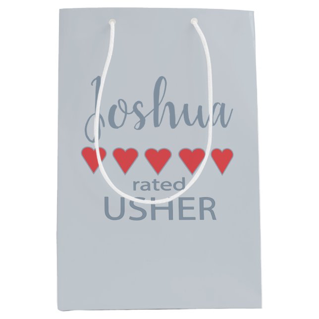 Bridal & Wedding Party 5 Heart Usher Medium Gift Bag (Front)