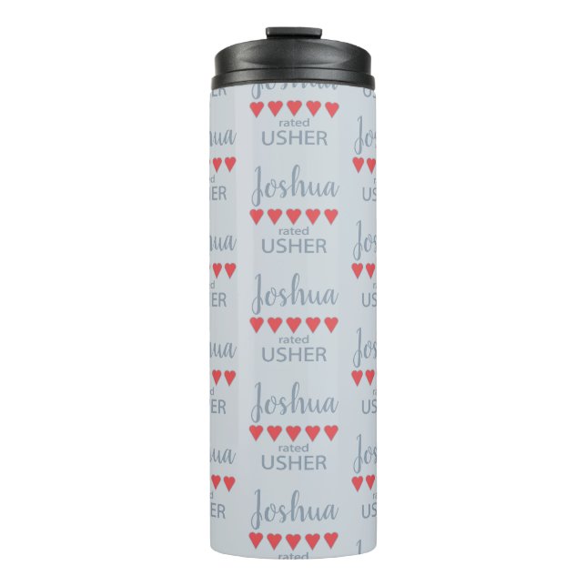 Bridal & Wedding Party 5 Heart Usher Thermal Tumbler (Front)