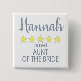 Bridal & Wedding Party 5 Star Aunt of Bride 15 Cm Square Badge
