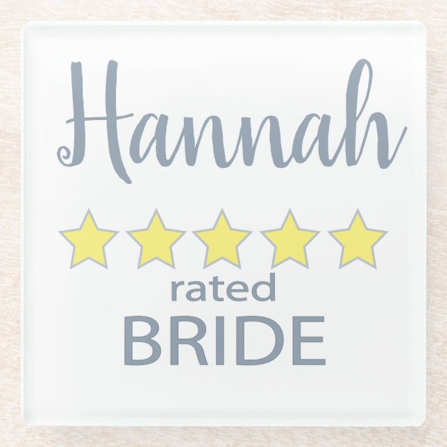 Bridal & Wedding Party 5 Star Bride Glass Coaster (Front)