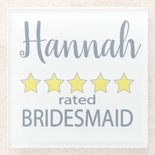 Bridal & Wedding Party 5 Star Bridesmaid Glass Coaster