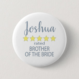 Bridal & Wedding Party 5 Star Brother of Bride 6 Cm Round Badge