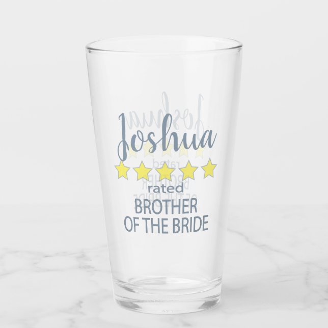 Bridal & Wedding Party 5 Star Brother of Bride Glass (Front)
