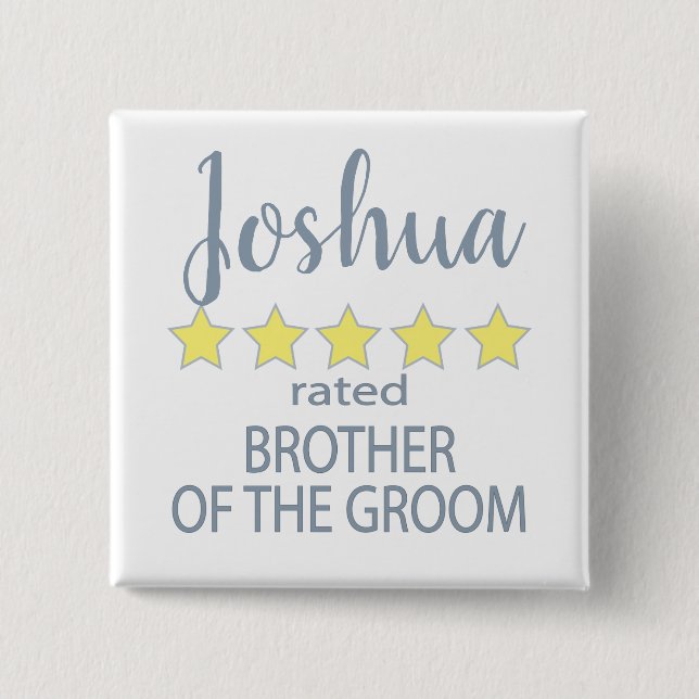 Bridal & Wedding Party 5 Star Brother of Groom 15 Cm Square Badge (Front)