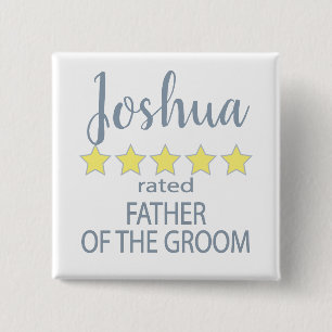 Bridal & Wedding Party 5 Star Father of Groom 15 Cm Square Badge