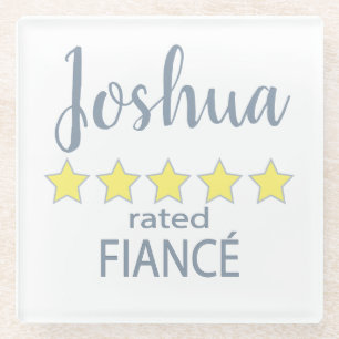 Bridal & Wedding Party 5 Star Fiance Glass Coaster