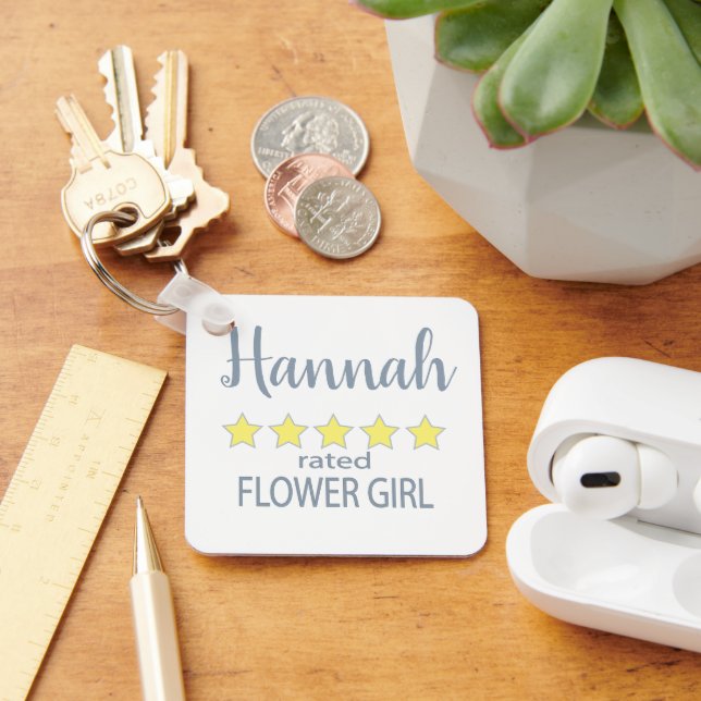Bridal & Wedding Party 5 Star Flower Girl Key Ring (Desk)