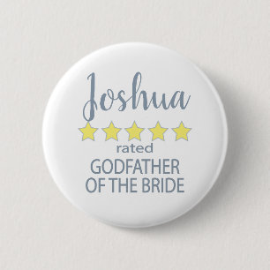 Bridal & Wedding Party 5 Star Godfather of Bride 6 Cm Round Badge