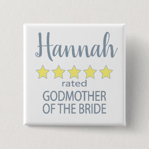 Bridal & Wedding Party 5 Star Godmother of Bride 15 Cm Square Badge