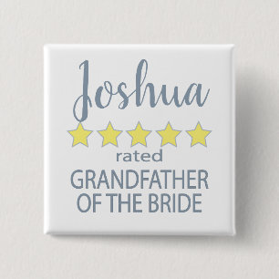Bridal & Wedding Party 5 Star Grandfather of Bride 15 Cm Square Badge
