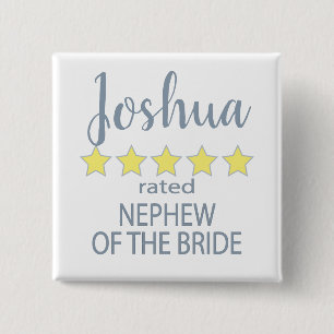 Bridal & Wedding Party 5 Star Nephew of Bride 15 Cm Square Badge