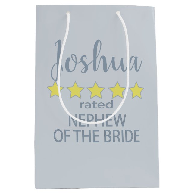 Bridal & Wedding Party 5 Star Nephew of Bride Medium Gift Bag (Front)