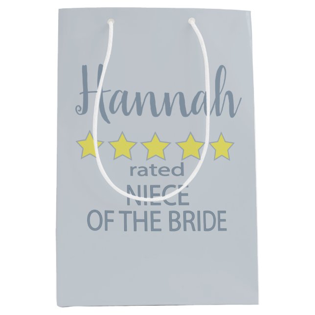 Bridal & Wedding Party 5 Star Niece of Bride Medium Gift Bag (Front)