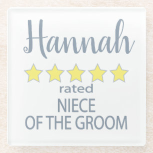 Bridal & Wedding Party 5 Star Niece of Groom Glass Coaster