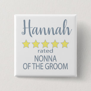Bridal & Wedding Party 5 Star Nonna of Groom 15 Cm Square Badge