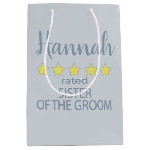 Bridal & Wedding Party 5 Star Sister of Groom Medium Gift Bag