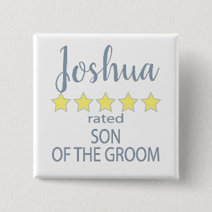 Bridal & Wedding Party 5 Star Son of Groom 15 Cm Square Badge