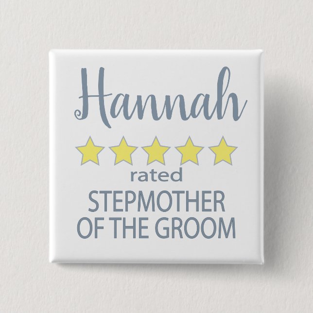 Bridal & Wedding Party 5 Star Stepmother of Groom 15 Cm Square Badge (Front)