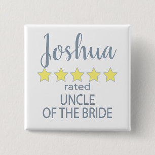 Bridal & Wedding Party 5 Star Uncle of Bride 15 Cm Square Badge