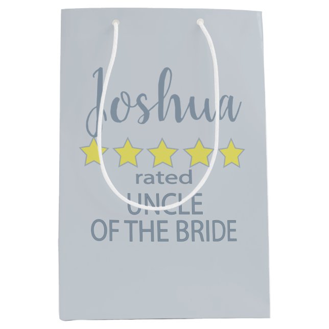 Bridal & Wedding Party 5 Star Uncle of Bride Medium Gift Bag (Front)