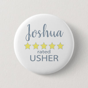 Bridal & Wedding Party 5 Star Usher 6 Cm Round Badge