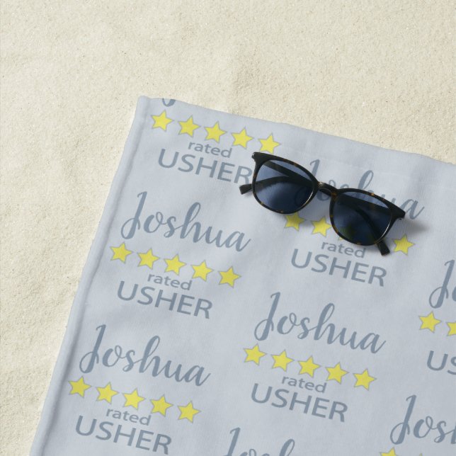 Bridal & Wedding Party 5 Star Usher Beach Towel (In Situ)