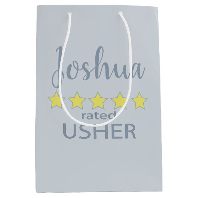 Bridal & Wedding Party 5 Star Usher Medium Gift Bag (Front)